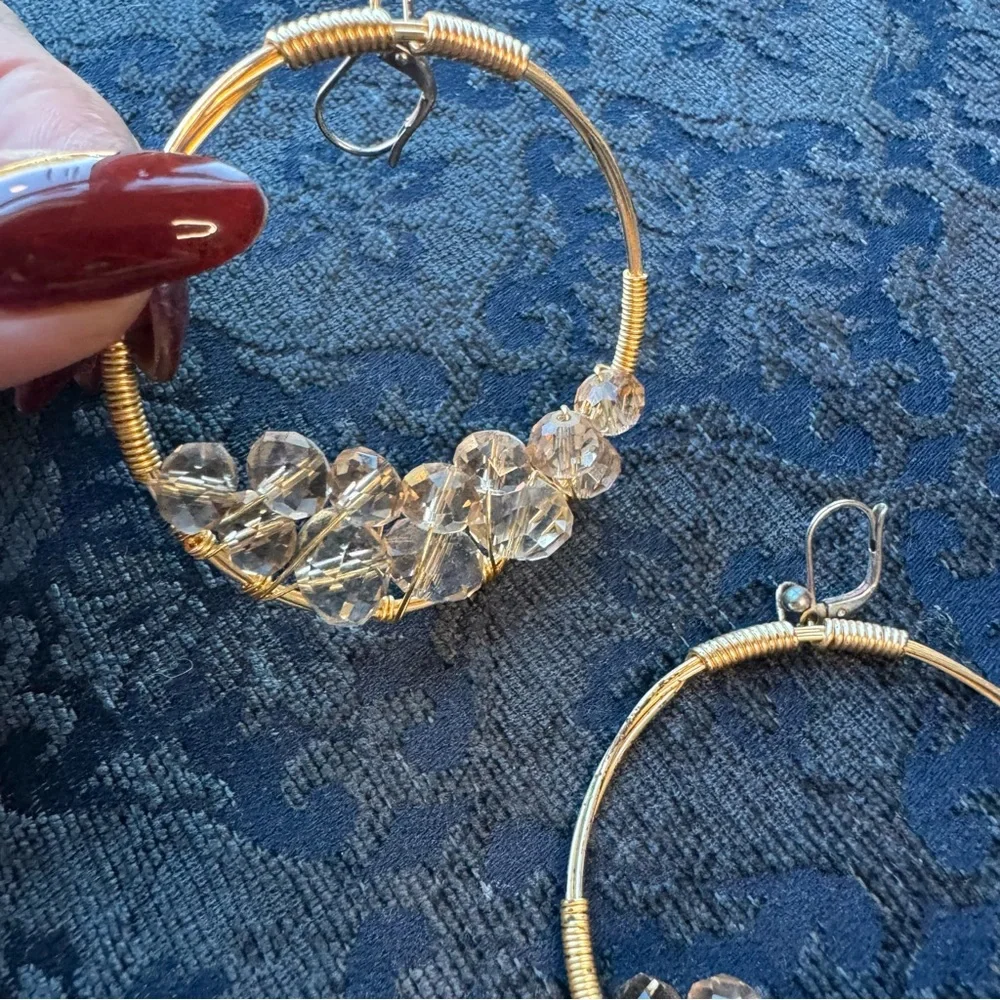 Rory Ashton beaded hoop earrings boutique brand latch closure earrings - Picture 8 of 11